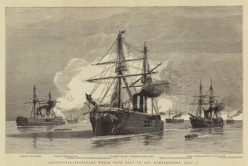 Aleksandria, pancerniki, które brały udział w bombardowaniu, 11 lipca autorstwa William Edward Atkins