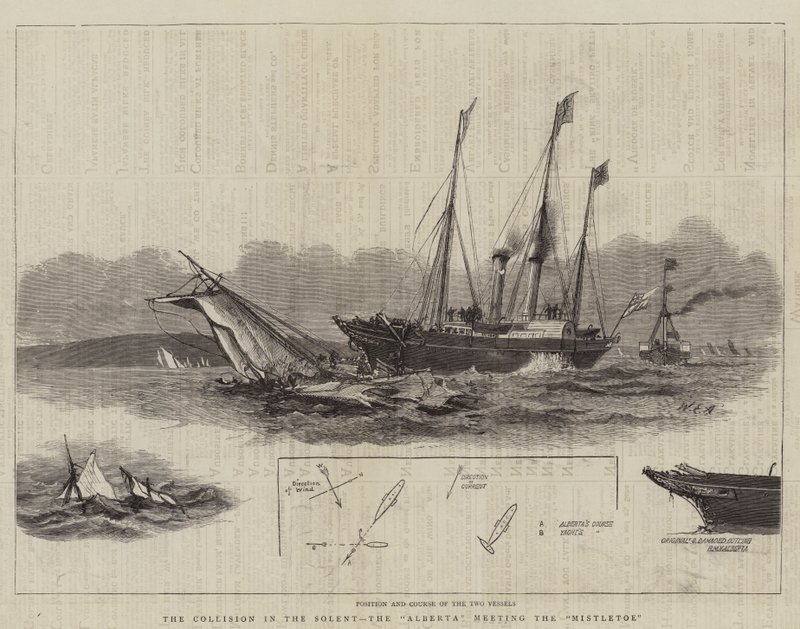 Zderzenie w Solent, spotkanie Alberty z jemiołą autorstwa William Edward Atkins