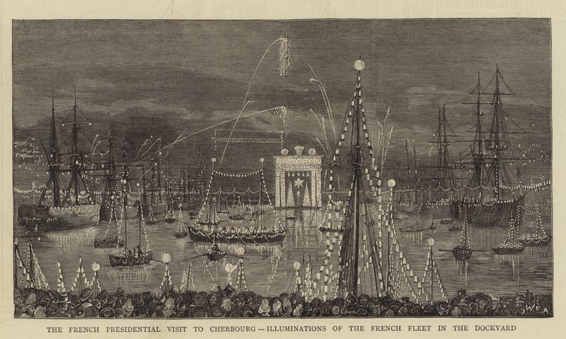Wizyta Prezydenta Francji w Cherbourgu, Iluminacje francuskiej floty w stoczni autorstwa William Edward Atkins