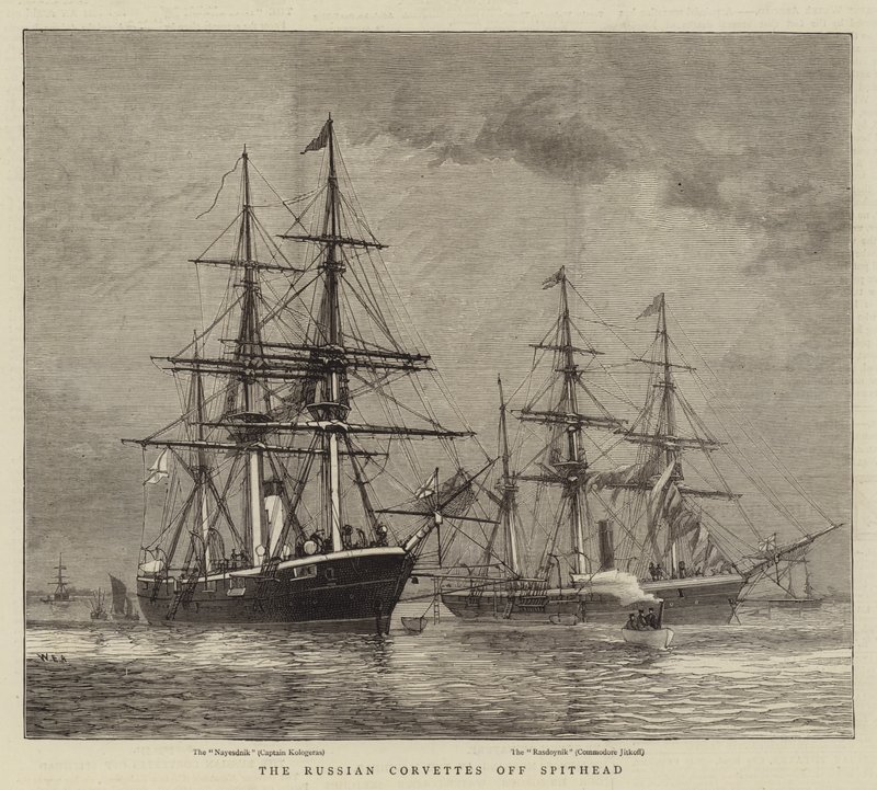 Rosyjskie korwety u wybrzeży Spithead autorstwa William Edward Atkins
