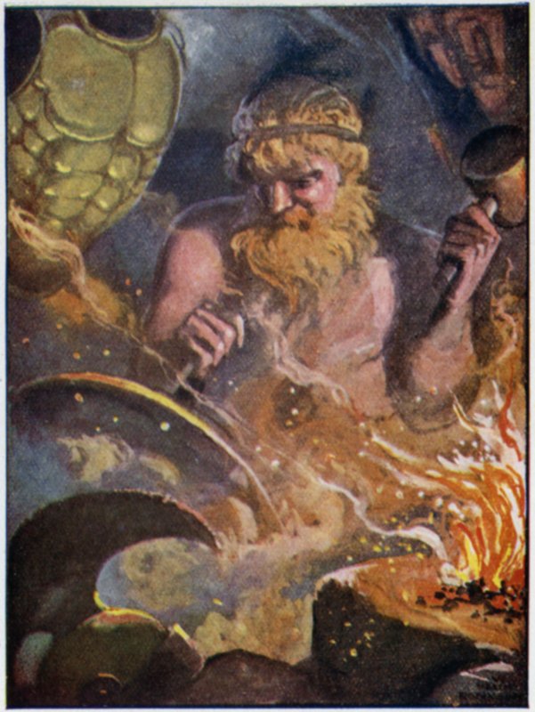 Tworzenie ramion Achillesa autorstwa William Heath Robinson