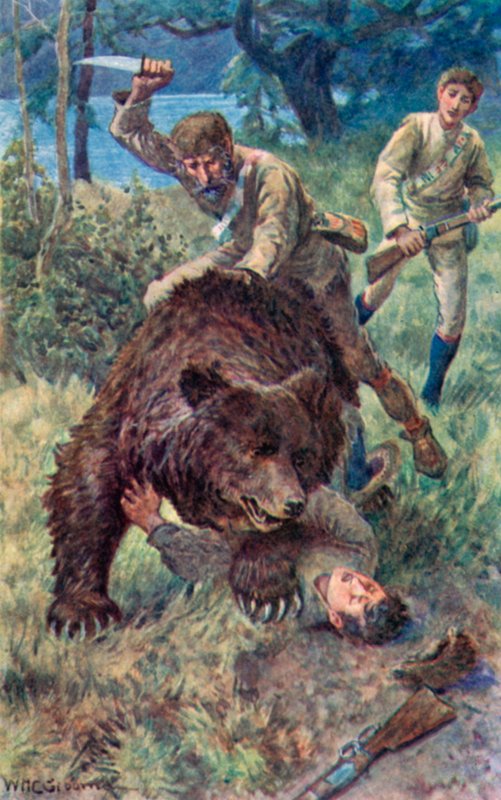 Stary Jake, skacząc okrakiem na niedźwiedziu, wbił swój ostry nóż do domu autorstwa William Henry Charles Groome