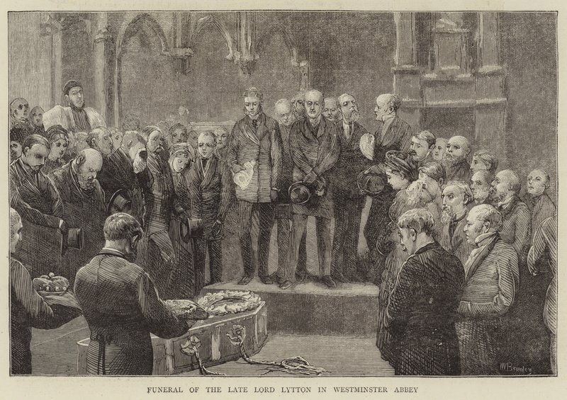 Pogrzeb zmarłego lorda Lyttona w opactwie westminsterskim autorstwa William III Bromley