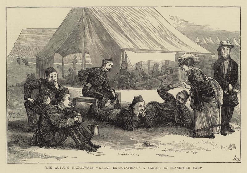 Jesienne manewry, wielkie nadzieje, szkic w Blandford Camp autorstwa William III Bromley