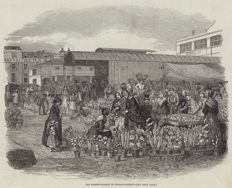 Targ kwiatowy w Covent-Garden autorstwa William James Linton