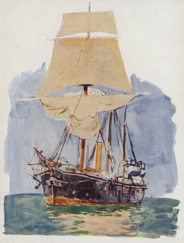 Kanonierka w Sail Drill autorstwa William Lionel Wyllie