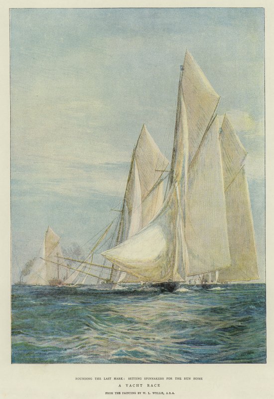Wyścig jachtów (chromolitho) autorstwa William Lionel Wyllie