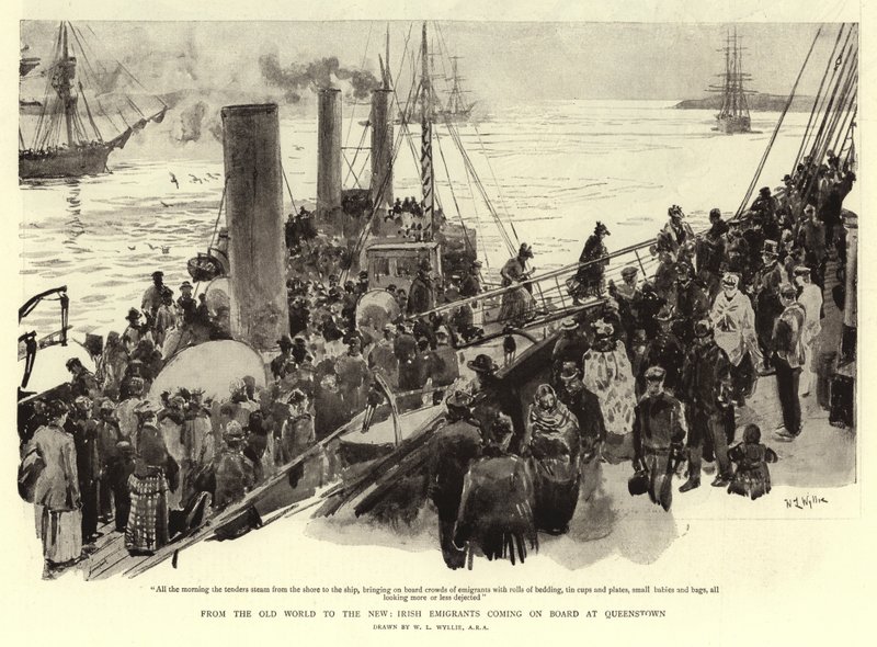 Od Starego Świata do Nowego, Irlandzcy emigranci przybywający na pokład w Queenstown autorstwa William Lionel Wyllie