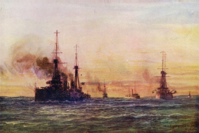 „Niestrudzony” i „Niezwyciężony”, 1911 autorstwa William Lionel Wyllie