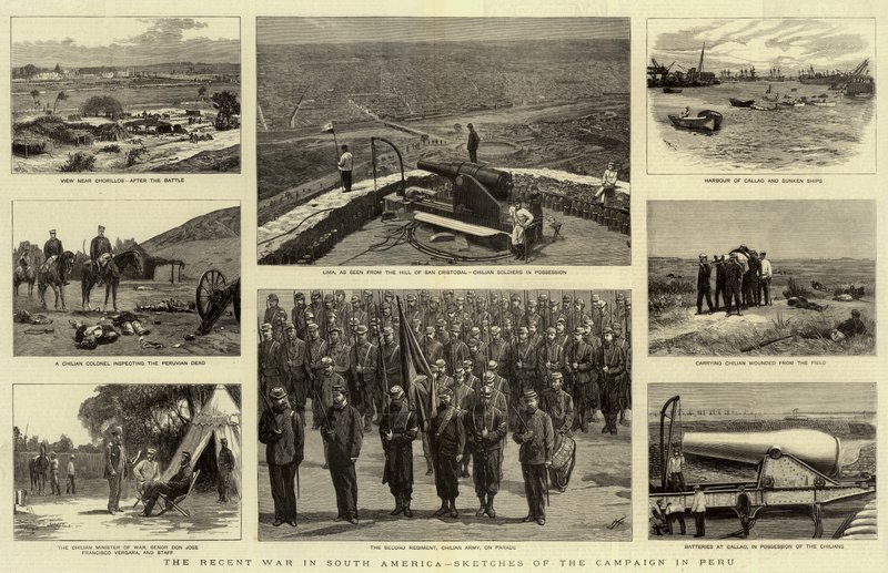 Ostatnia wojna w Ameryce Południowej, szkice kampanii w Peru autorstwa William Lionel Wyllie
