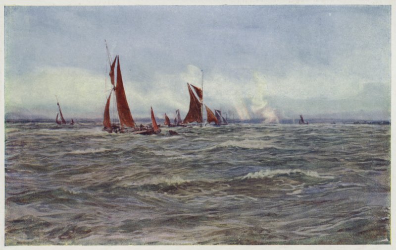 Wietrzny, mokry dzień na Medway autorstwa William Lionel Wyllie