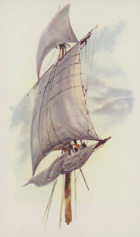 Maintop Sail i Top-Gallant Sail z Valhalla autorstwa William Lionel Wyllie