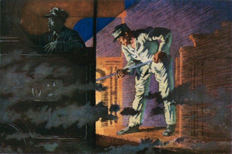 Nocna poczta, maszynista autorstwa William Orpen