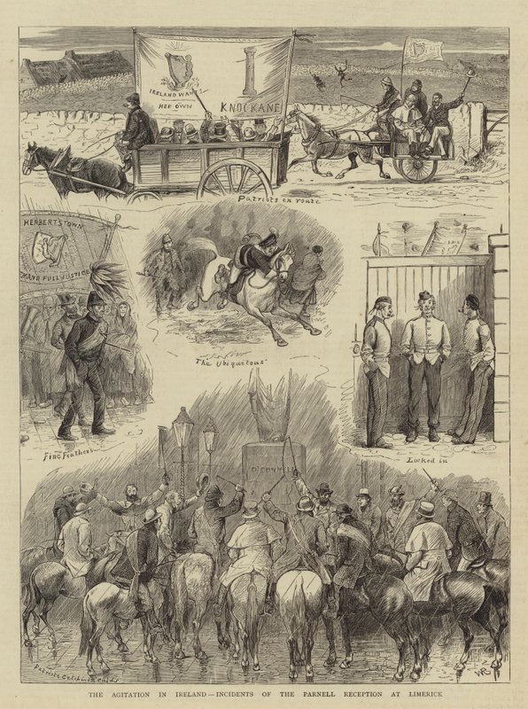 Agitacja w Irlandii, incydenty z przyjęcia Parnella w Limerick autorstwa William Ralston