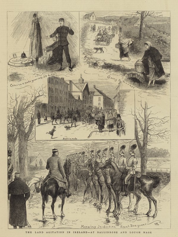 Land Agitation w Irlandii, w Ballinrobe i Lough Mask autorstwa William Ralston
