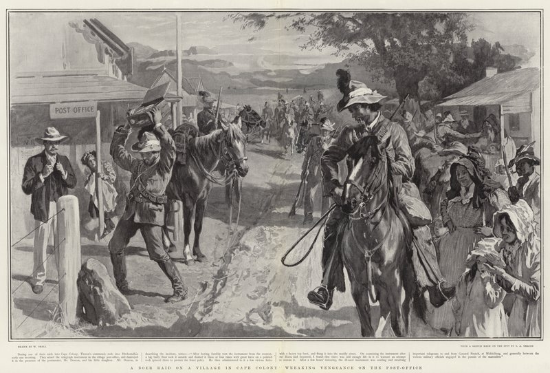 Najazd Burów na wioskę w Cape Colony, siejąc zemstę na poczcie autorstwa William Small