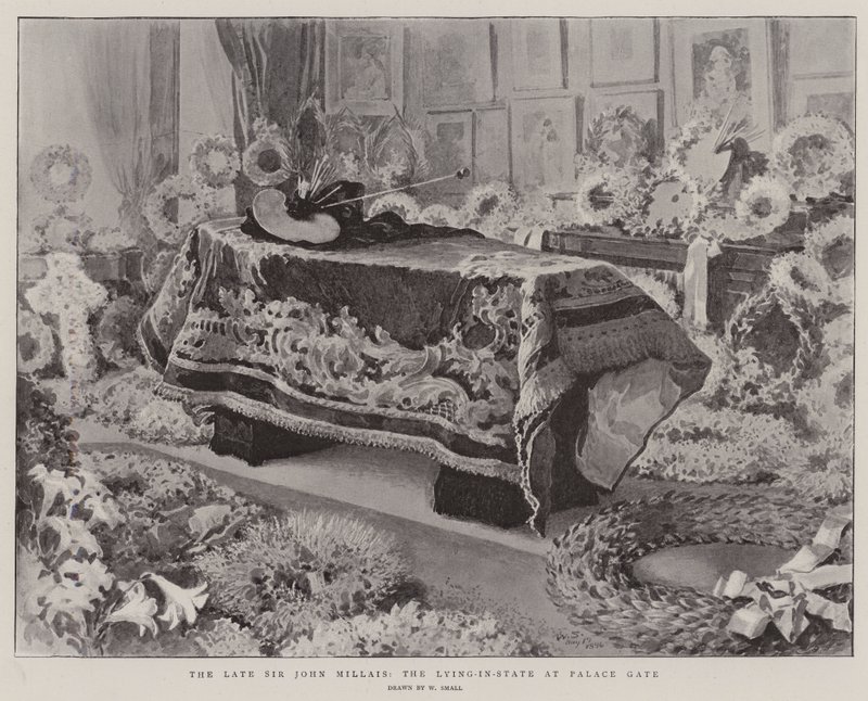 Późny sir John Millais, leżący w stanie przy Bramie Pałacowej autorstwa William Small
