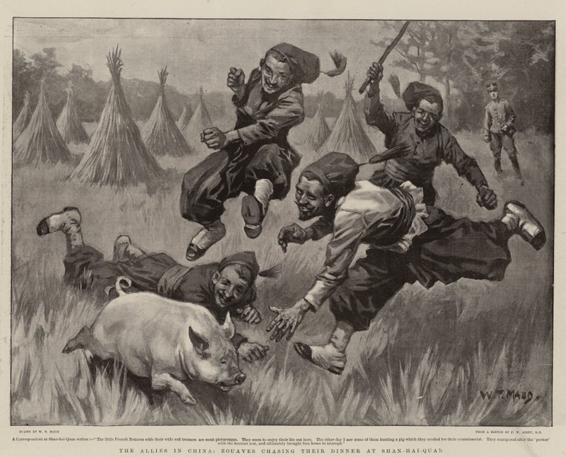 Alianci w Chinach, żuawi goniący za obiadem w Shan-hai-Quan autorstwa William T. Maud