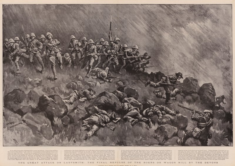 Wielki atak na Ladysmith, ostateczne odparcie Burów na Wagon Hill przez Devony autorstwa William T. Maud