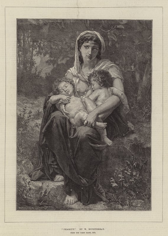 Dobroczynność, z Salonu Paryskiego, 1874 autorstwa William Adolphe Bouguereau