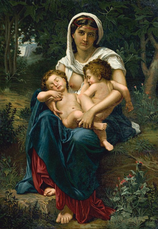 Dobroczynność (chromolitho) autorstwa William Adolphe (after) Bouguereau