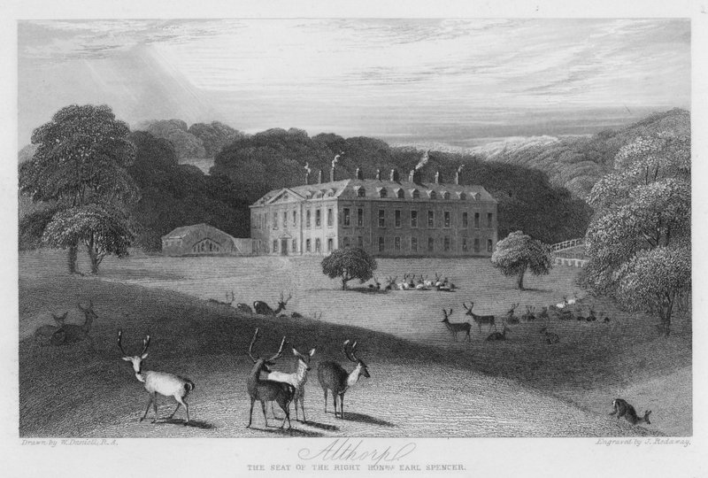 Althorp, siedziba hrabiego Spencera (grafika) autorstwa William (after) Daniell