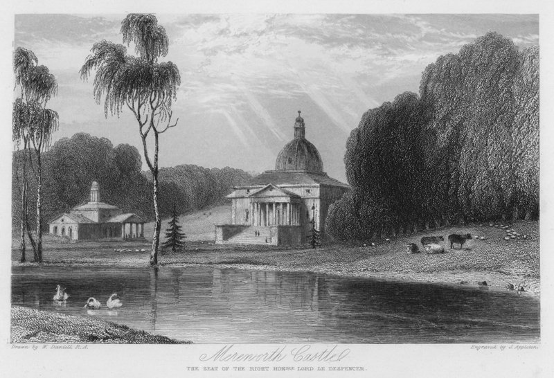 Zamek Mereworth, siedziba Lorda Le Despencer (rycina) autorstwa William (after) Daniell