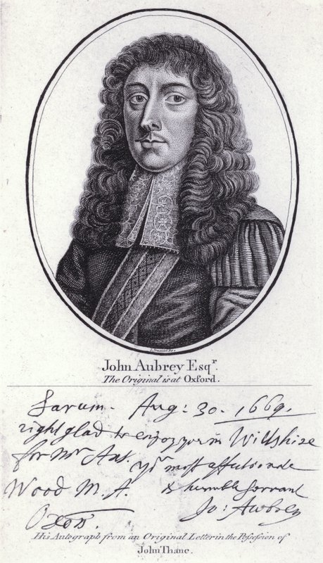 John Aubrey, angielski antykwariusz, filozof przyrody i autor (grafika) autorstwa William (after) Faithorne