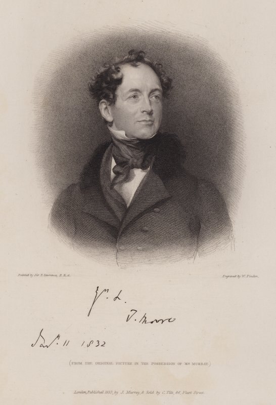 Thomas Moore, irlandzki poeta i biograf Lorda Byrona (grafika) autorstwa William (after) Finden