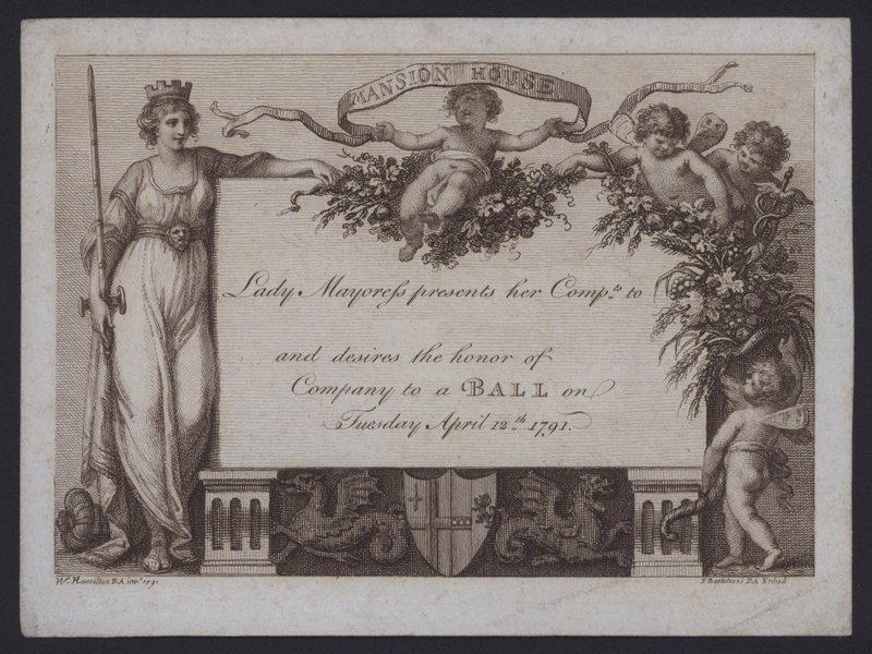 Zaproszenie od Lady Mayores of London na bal w Mansion House autorstwa William (after) Hamilton