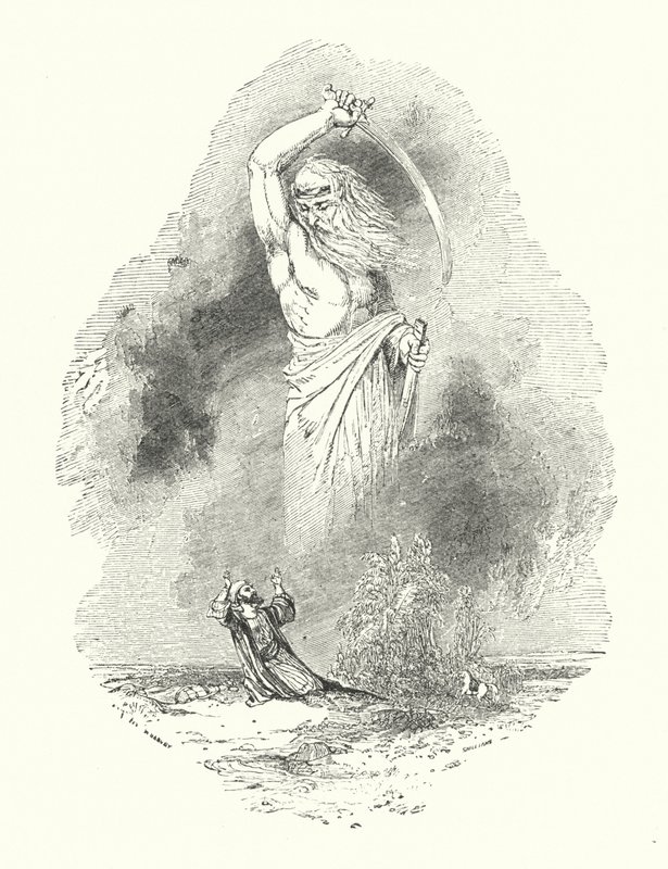 Kupiec i Jinee (grawerowanie) autorstwa William (after) Harvey