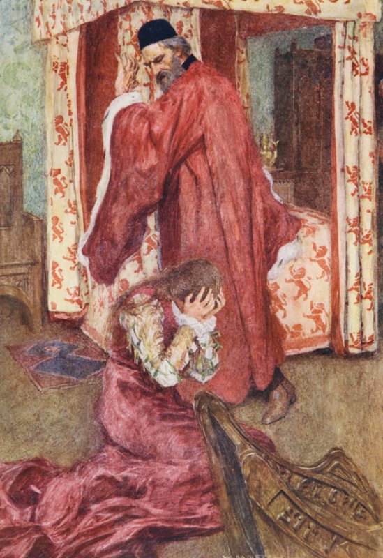 Romeo i Julia Szekspira: Akt III, Scena V (kolorowa litografia) autorstwa William (after) Hatherell