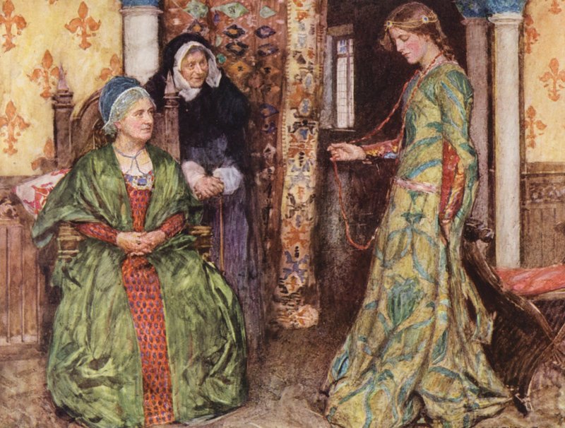 Romeo i Julia Szekspira: Akt I, Scena III (kolorowa litografia) autorstwa William (after) Hatherell