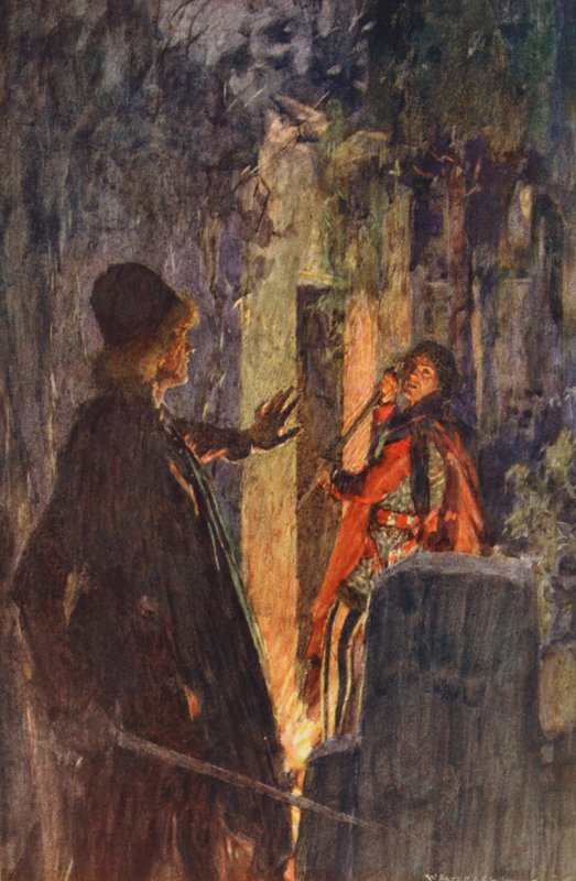 Romeo i Julia Szekspira: Akt V, Scena III (kolorowa litografia) autorstwa William (after) Hatherell