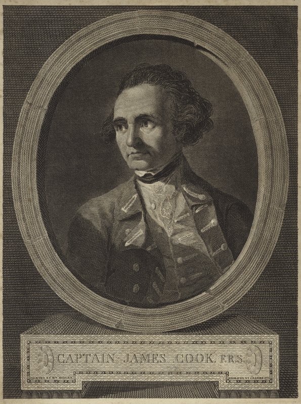 Portret kapitana Jamesa Cooka (rycina) autorstwa William (after) Hodges
