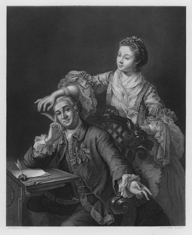 Garrick i jego żona, ze zdjęcia w Królewskiej Kolekcji (rycina) autorstwa William (after) Hogarth