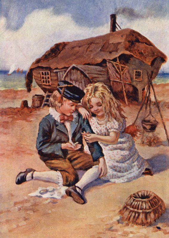 Chłopięce lata Davida Copperfielda (kolorowa litografia) autorstwa William (after) Rainey