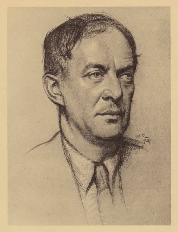 Portret Waltera de la Mare (litografia) autorstwa William (after) Rothenstein