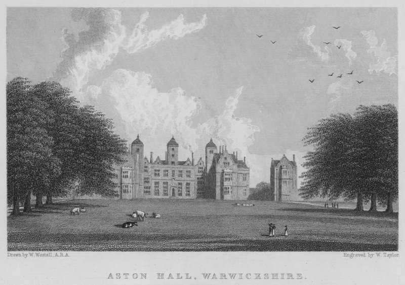 Aston Hall, Warwickshire (grawerowanie) autorstwa William (after) Westall