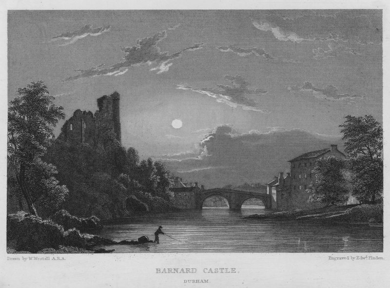Zamek Barnard, Durham (grawerowanie) autorstwa William (after) Westall