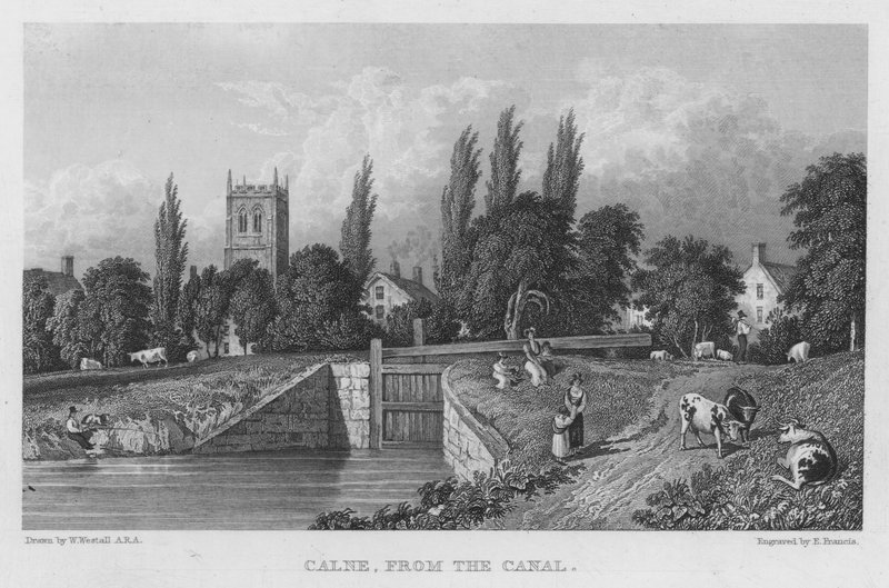 Calne, od kanału (rycina) autorstwa William (after) Westall