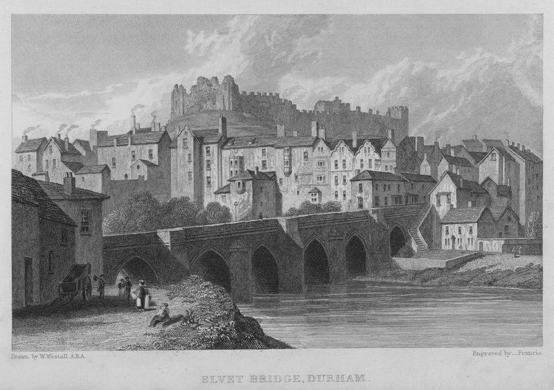 Elvet Bridge, Durham (grawerowanie) autorstwa William (after) Westall