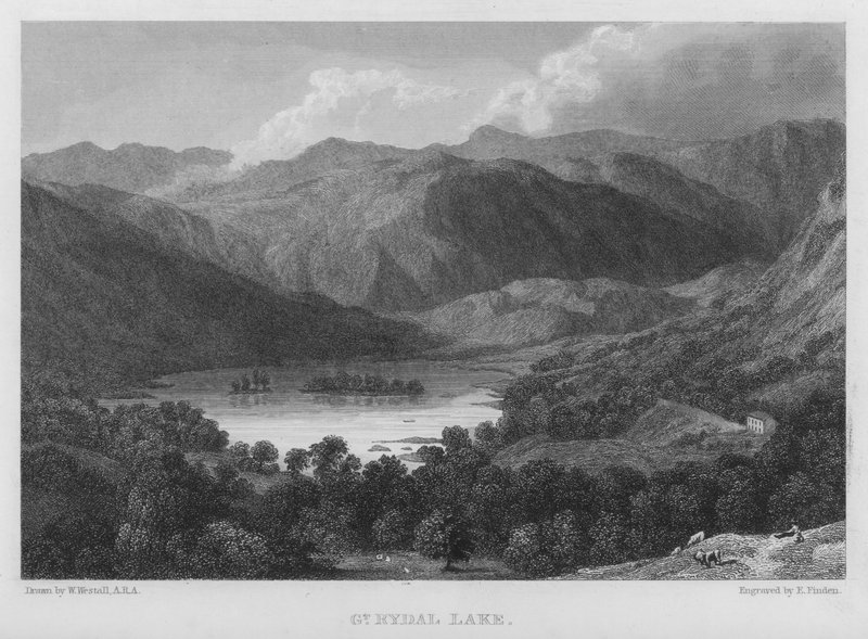 Wielkie Jezioro Rydal (rycina) autorstwa William (after) Westall