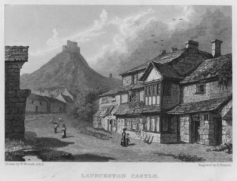 Zamek Launceston (rycina) autorstwa William (after) Westall