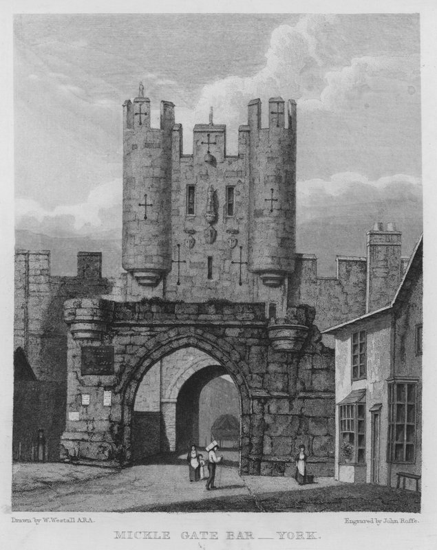 Mickle Gate Bar, York (grawerowanie) autorstwa William (after) Westall