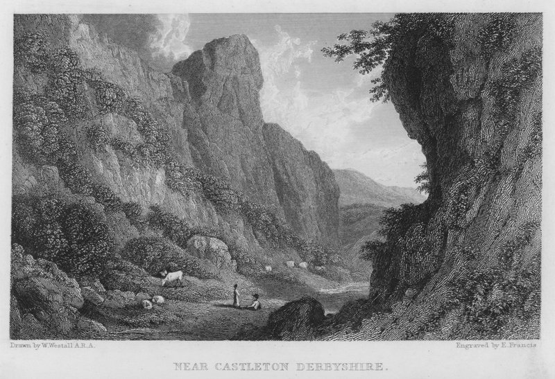 W pobliżu Castleton, Derbyshire (grawerowanie) autorstwa William (after) Westall