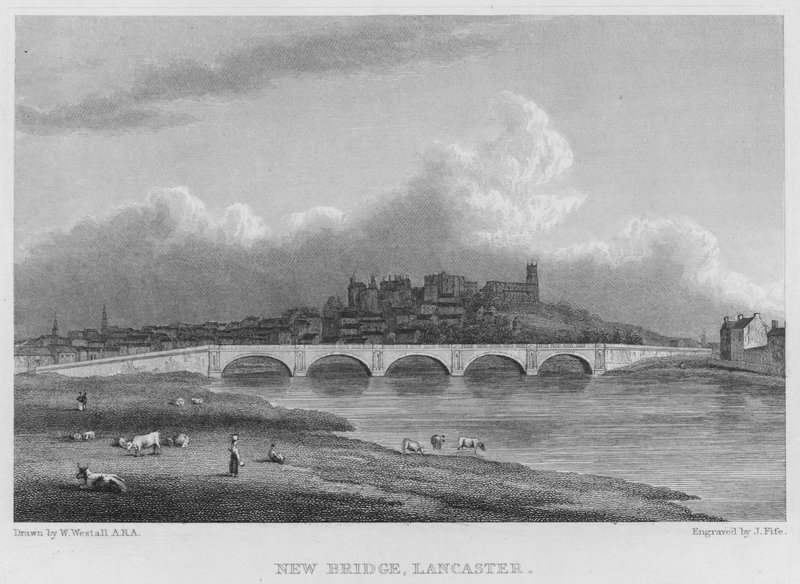 New Bridge, Lancaster (grawerowanie) autorstwa William (after) Westall