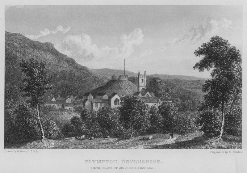 Plympton, Devonshire, miejsce urodzenia Sir Joshua Reynoldsa (grawerowanie) autorstwa William (after) Westall