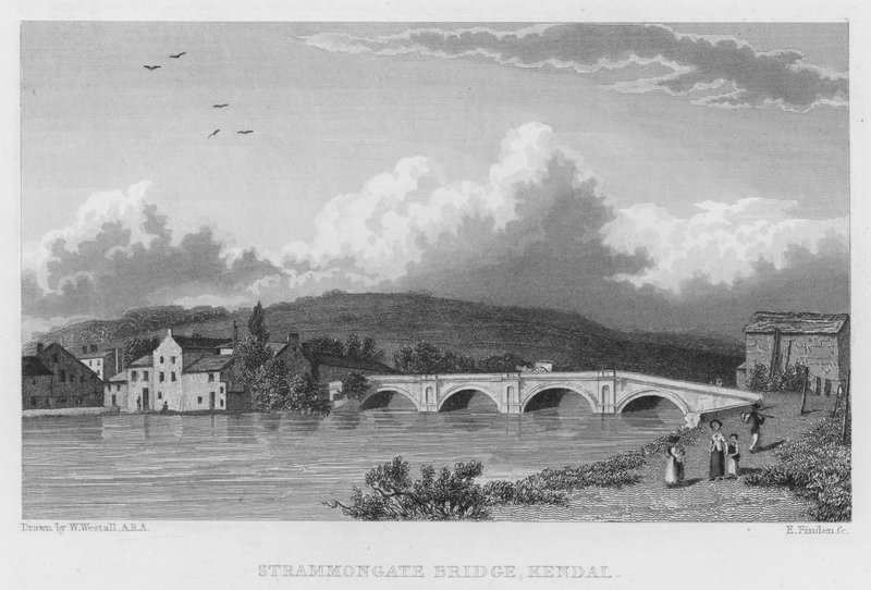 Stramongate Bridge, Kendal (grawerowanie) autorstwa William (after) Westall