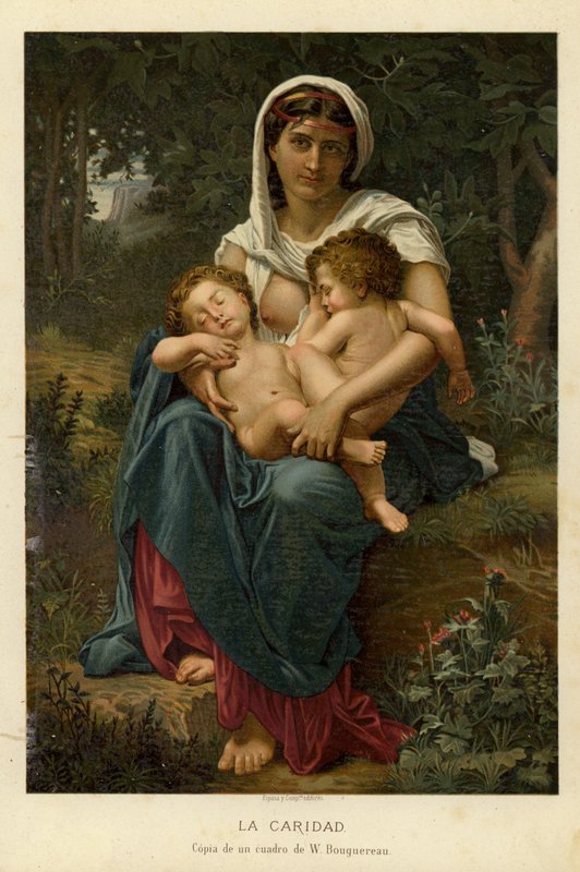 Dobroczynność (chromolitho) autorstwa William Adolphe Bouguereau